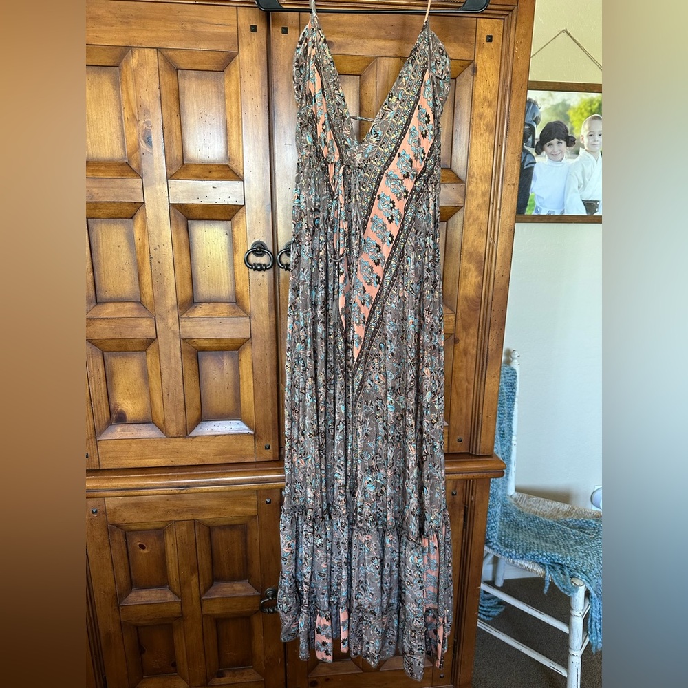 Floral Maxi Dress with Orange Accents